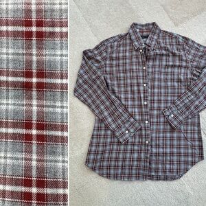 Corneliani Italian shirt in Red and Gray Plaid flannel size medium